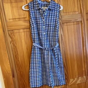 Vineyard Vines Blue and White Geometric Midi Dress